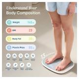 Etekcity Smart Rechargeable Scale for Body Weight, BMI, Fat, Muscle Mass, FSA&HSA Eligible, Digital Bathroom Scale with 13 Metrics, Secret Mode, Bluetooth Connect to Free Apps, Rainbow White