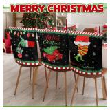 Mindsoft 10 Pcs Lime Green Christmas Chair Covers Merry Christmas Chair Back Covers Washable Black Red and Lime Green Xmas Slipcovers for Xmas Home Dining Room Dinner Supplies Party Decorations