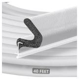 40FT Extra Long Kerf Weather Stripping Door Seal for Large Gaps and Easy Installation (White)