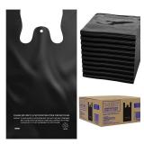 ACYPAPER, Black T-Shirt Bags in Bulk - 1000 Count - (11" x 6" x 21") - Restaurant Carryout Bags