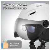 Odoland Ski Helmet with 2-in-1 Visor Goggles, Light Weight Snowboard Helmet for Men Women, Snow Sport Helmets for Skiing, Skating, Snowboarding,White,M