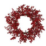 YNYLCHMX 20 Inch Christmas Wreath for Front Door, Winter Wreath with Welcome Sign Red Berries, Artificial Door Xmas Wreaths for Window Wall Fireplace Farmhouse Holiday Party Decoration