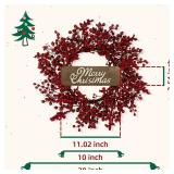 YNYLCHMX 20 Inch Christmas Wreath for Front Door, Winter Wreath with Welcome Sign Red Berries, Artificial Door Xmas Wreaths for Window Wall Fireplace Farmhouse Holiday Party Decoration