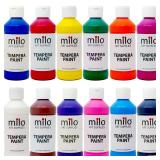 milo Washable Paint | 12 Colors 8 oz Bottles | Made in the USA | Safe and Non-Toxic Tempera Paint for Arts & Crafts, Poster, Window, Classroom, School