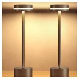ECOESPTI Cordless Table Lamp, Portable Rechargeable Bedside Lamp, Touch Stepless Dimmable Desk Lamp, for Home Bedroom Hotel Restaurant Bar Outdoor, 2 Set, Coffee