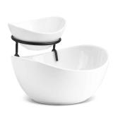 YHOSSEUN Chip and Dip Serving Set, Tiered Serving Bowl Set 2 Tier Serving Stand Ceramic Appetizer Serving Food Display Stand for Parties, Serving Dishes for Entertaining Food Service