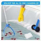 TidyMister 5-in-1 Spa Cleaning Set - Hot Tub Small Pools Maintenance Accessories Kit - Skimmer Net, Round Brush, 2ft Pole, Scrub Glove and Scum Absorber