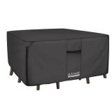 ULTCOVER 600D Tough Canvas Heavy Duty Square Patio Table and Chair Cover - Waterproof Outdoor General Purpose Furniture Covers 62 inch, Black