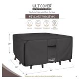 ULTCOVER 600D Tough Canvas Heavy Duty Square Patio Table and Chair Cover - Waterproof Outdoor General Purpose Furniture Covers 62 inch, Black