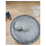 Umien Granite Mortar and Pestle Set - 8-Inch Natural Stone Molcajete with Avocado Tool - 3.5 Cup Capacity for Spices, Herbs, Pestos & Guacamole - Premium Kitchen Christmas Gift (Black)