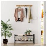 Z&L HOUSE 2-Tier Shoe Rack for Closet, Stackable Bamboo Shoe Rack for entryway, Hallway, Bathroom, Multifunctional Utility Free Standing Shoe Shelf Black