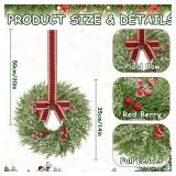 6 Pcs 14 Inch Small Christmas Wreath, Christmas Wreaths for Windows, Winter Mini Wreaths Christmas, Cabinet Wreaths for Kitchen, Window Decorations for Front Door Candle Rings Outdoor Indoor