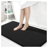 OLANLY Thick Memory Foam Bath Mat Rug 44x24, Extra Soft Absorbent Bathroom Rug, Quick Dry Bath Mats, Non-Slip, Machine Washable Carpet for Bathroom, Tub and Shower, Home Decor Accessories, Black