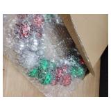 NJN 13in/33cm Christmas Ball Wreath Ornament, Red Green Silver Christmas Decoration, Home Party Front Door Decorative Shatterproof Hanging Xmas Decors