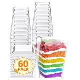 NEEBAKE 60 Sets 5oz Dessert Cups with Lids and Spoon - Parfait Cups with Lids for Appetizer for Party, Plastic Mini Dessert Cups with Spoons Clear with Lids