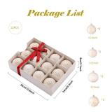 12PCS Christmas Tree Ball Ornament Set 3.15inch Vintage Neutral White Shatterproof Foam Hanging Christmas Ball Ornaments for for Xmas New Year Birthday Home Party Supplies (White)