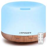 URPOWER 500ml Aromatherapy Essential Oil Diffuser Humidifier Room Decor Lighting with 4 Timer Settings, 7 LED Color Changing Lamp and Waterless Auto Shut-Off