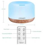 URPOWER 500ml Aromatherapy Essential Oil Diffuser Humidifier Room Decor Lighting with 4 Timer Settings, 7 LED Color Changing Lamp and Waterless Auto Shut-Off