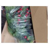 Amazqi 6FT Pre-Lit Christmas Garland with 30 LED Lights & 8 Modes, Lighted Norfolk Pine Garlands Christmas Decorations for Stairs Fireplace Window Wall, Garland for Holiday Indoor Mantle Decor