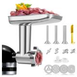 Stainless Steel Meat Grinder Attachment for KitchenAid, Stainless Steel Meat Grinder Attachment, Sausage Stuffer, Attachment for KitchenAid Mixers, Dishwasher Safe(Mixer Not Included)