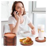 Mckanti Wooden Coasters Set of 6 with Holder, Acacia Wood Drink Coasters for Farmhouse, Patio, Bar Decoration
