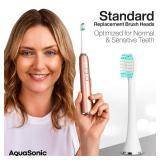 AquaSonic Standard Replacement Brush Heads | ADA Accepted | for Normal & Sensitive Teeth | Compatible with Many AquaSonic Toothbrush Handles (8 Pack White)