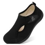 LeIsfIt Womens Slippers Wide Diabetic Shoes Adjustable Arthritis Edema House Shoes Indoor Outdoor Slippers Black Size 12