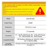 220W Power Supply Unit for HP Pavilion Slimline S5 Series, S5-1xxx TouchSmart 310-1205la Desktop PC, PCA222 PCA322 FH-ZD221MGR, 633193-001 633195-001 633196-001