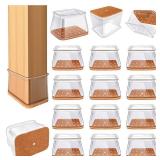 24 Pcs Chair Leg Floor Protectors for Hardwood Floors Rectangle Silicone Covers to Protect Wood Tile Floors Felt Pads Furniture Leg Caps Reduce Noise (Fit L:2\" to 2-1/2\",W:1\" to 1-1/2\")