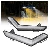 KEMIMOTO Upgraded DRL Signal Light, Flashing Flowing Yellow LED Daytime Running Light DRL Fang Headlight, Compatible with Can-Am Defender & Defender MAX 2020-2025