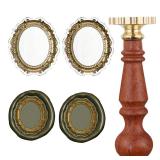 Frame Wax Seal Stamp, 3D Embossed Relief Carving Head and Wood Handle for Wax Seal Stamp Kit, Decor for Envelope Letter Wedding Invitation (F5)