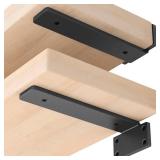 6 Pack Floating Shelf Bracket 10 Inch, Heavy Duty Hidden L Brackets, DIY Rustic Industrial Shelf Brackets with Modern Iron Finish(Black)