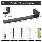 6 Pack Floating Shelf Bracket 10 Inch, Heavy Duty Hidden L Brackets, DIY Rustic Industrial Shelf Brackets with Modern Iron Finish(Black)