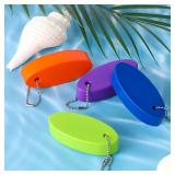 Floating Keychain, 4 Pack Waterproof Vinyl Foam Floating Key Chains Bright Color Oval Float Key Rings Pendant for Boating,Fishing, Surfing, Sailing, Kayak, Outdoor Water Sport Supplies (4 Colors)