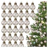 30 Pieces Mercury Glass Christmas Balls Mini Glass Ornaments Bulk 1.18 Inch Xmas Hanging Balls Set Vintage Decors for Christmas Tree Home Party Wedding Decoration(White)