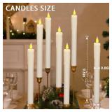 KSWING Upgraded Real Wax LED Flameless Taper Candles with Remote, 6 PCS White Dripping Candlesticks Battery Operated 3D Flickering - 9.6\" Long Realistic Fake Candle Sticks for Home/Wedding/Xmas Decor