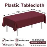 CC-SLZP 12 Pack Premium Plastic Tablecloth, 54 x 108 inch Disposable Tablecloths Rectangle Leakproof for Parties, Picnic, Camping, Birthday, Weeding (Burgundy, Rectangle (12 Pack))