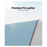YSAGi Leather Desk Protector, Office Mat, Large Mouse Mat, Non-Slip PU Leather Blotter, Laptop Pad, Waterproof Writing Pad for Office and Home (Ice Blue, 35.4\" x 17\")