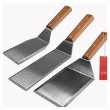 Stainless Steel Spatula Set, Grill Spatula Set with Full Tang Handle & Beveled Edges, Long Wide Spatula for Cast Iron Griddle BBQ Flat Top Grill, Pancake Turner, Smash Burgers Metal Flipper