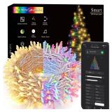 BrizLabs Smart Christmas Lights, 115FT 300 LED Fairy String Lights with App/Voice Control, Warm White & Multicolor Color Changing Christmas Tree Light Dimmable Xmas Light for Outdoor Indoor Xmas Decor