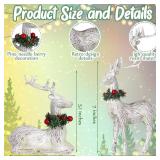 Cinnvoice 2 Pcs Christmas Reindeer Decoration Resin Reindeer Figurines for Christmas Tabletop Decor Vintage Statues Decorative Standing Sitting Deer Ornaments for Home Office Indoor Xmas Table Sign