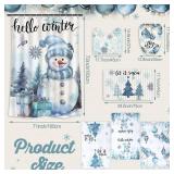 Vesici 7 Pcs Christmas Shower Curtain Set Merry Christmas Bathroom Curtain Non Slip U Shape Rug Toilet Seat Cover Mat and 3 Towel Waterproof Watercolor Xmas Winter Bathroom Accessories (Winter Style)