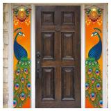 Diwali Porch Banner Deepavali Festival of Lights Peacock Indian Holiday Party Decor Front Door Wall Hanging Banner Decoration