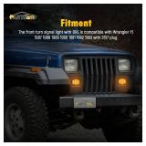 Partsam 2Pcs Front Turn Signal Lights Lamps Assembly Amber 24LED Signal Light w/White DRL Compatible with Wrangler YJ 1987-1993 with 3157 Plug and 1157 Plug, Smoke Lens
