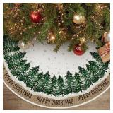 AVOIN colorlife Merry Christmas Christmas Tree Skirt 36 Inch, Snowflake Winter Holiday Tree Mat Decoration