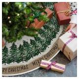 AVOIN colorlife Merry Christmas Christmas Tree Skirt 36 Inch, Snowflake Winter Holiday Tree Mat Decoration
