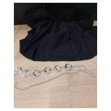 AULKEEP Womens Goth Black Skirt Pleated Skirts with Chain High Waist Mini Skorts for Any Season L