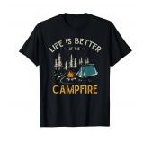 Das Leben ist Besser am Lagerfeuer Funny Camper Camping T-Shirt size L green not black