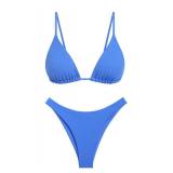 seamoly Lurex Triangle Bikini Set, Blue, S
