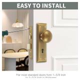 Newliplace Mortise Lock Set for Interior Door, Vintage Antique Brass Door Knobs with Lock and Skeleton Key, Replacing Old Style Doors